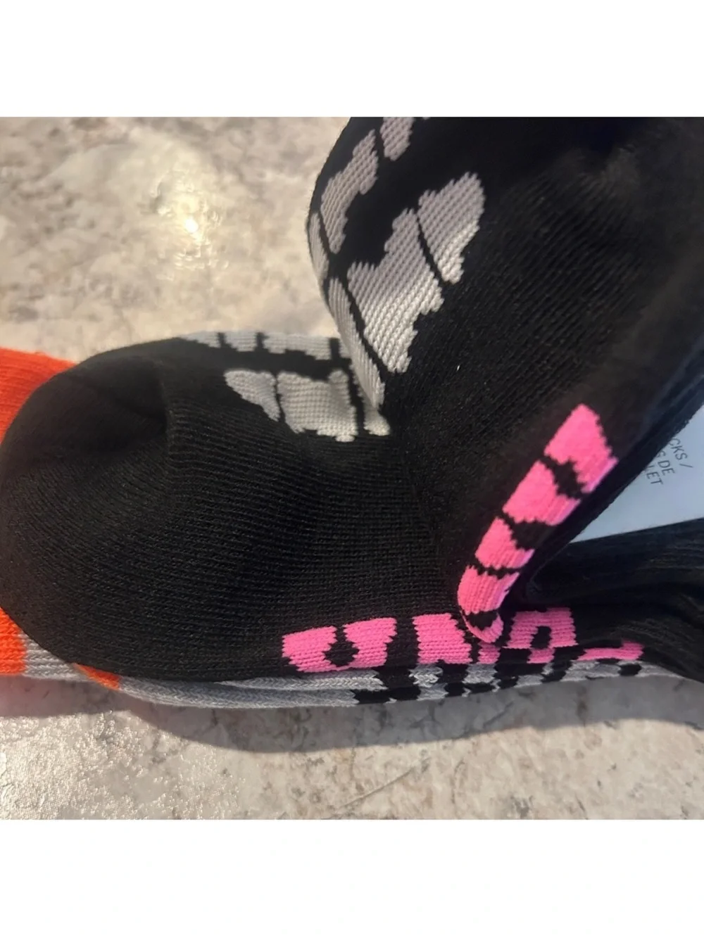 VS PINK Halloween Pumpkin and Skeleton 2-Pack Crew Socks NEW